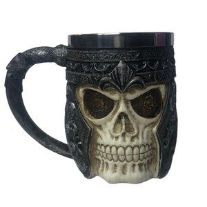 Ancient Nord Skull Knight Tankard Mug Stainless Steel Warrior Viking